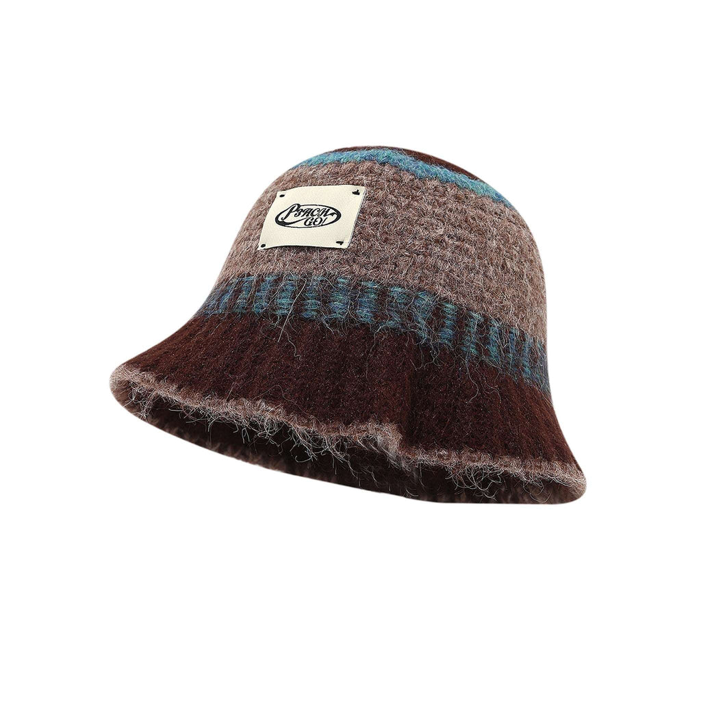 Vintage Hand-Knit Bucket Hat – Wide Brim, Warm & Cozy