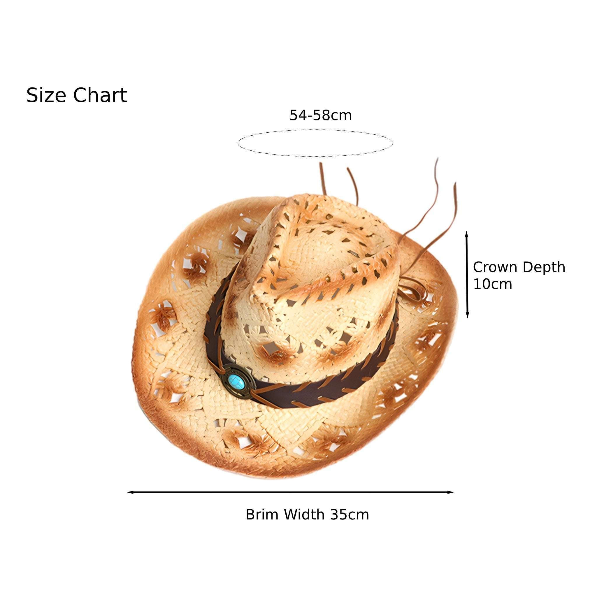 Western Vintage Wide Brim Straw Sun Hat – Breathable & Foldable