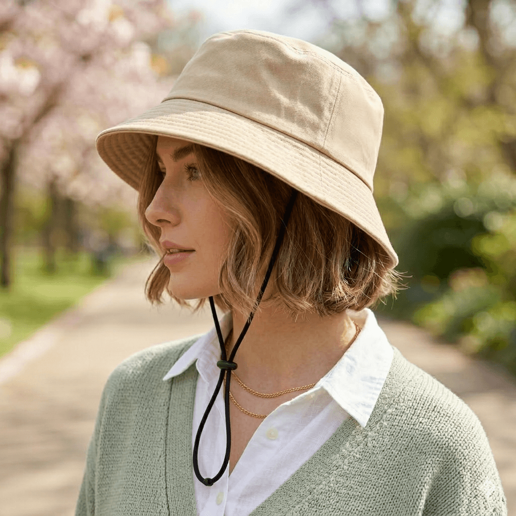 Quick-dry sun bucket hat with wide brim for sun protection, perfect for hiking and beach days