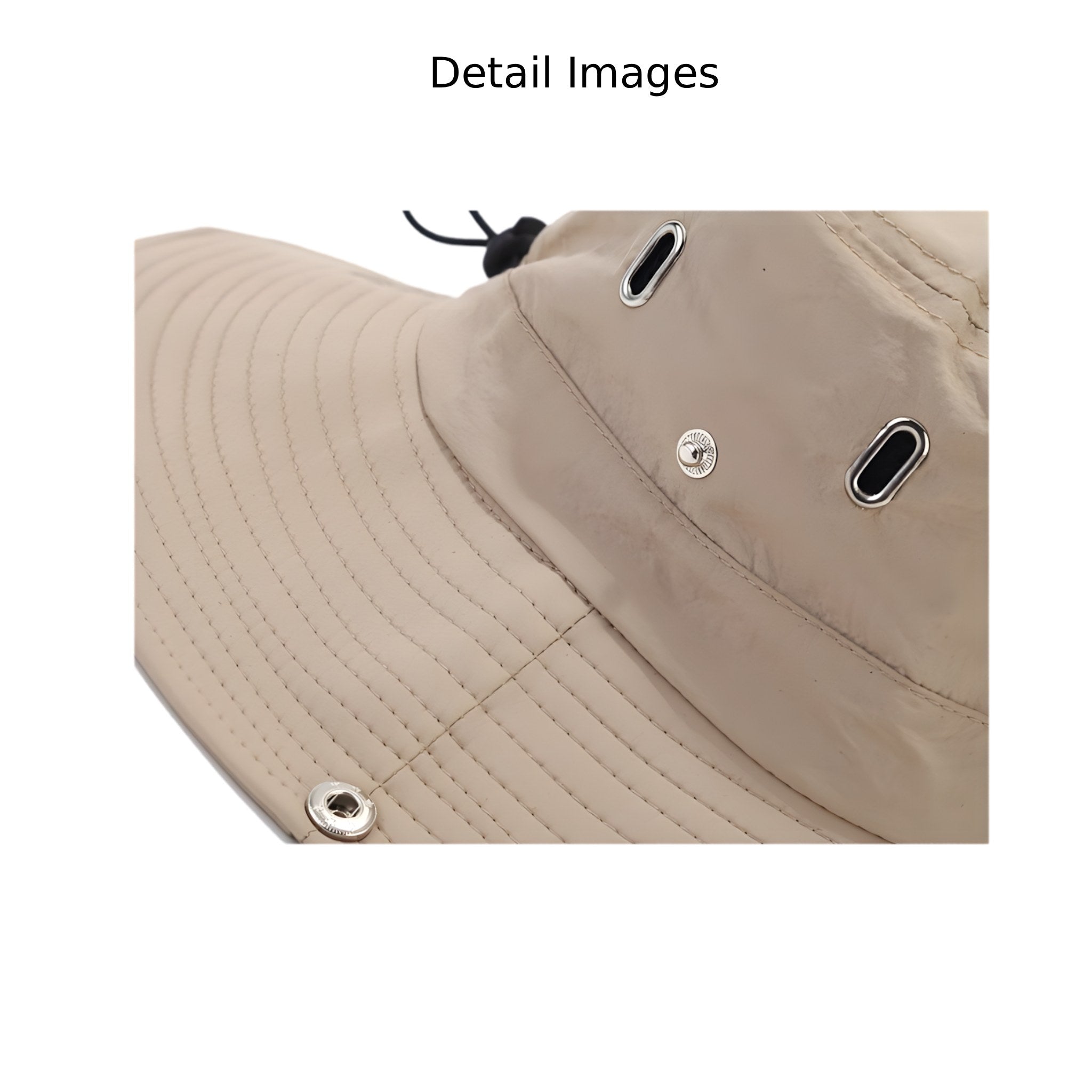 MERIPLE beige wide brim quick-dry sun bucket hat brim detail, providing sun protection