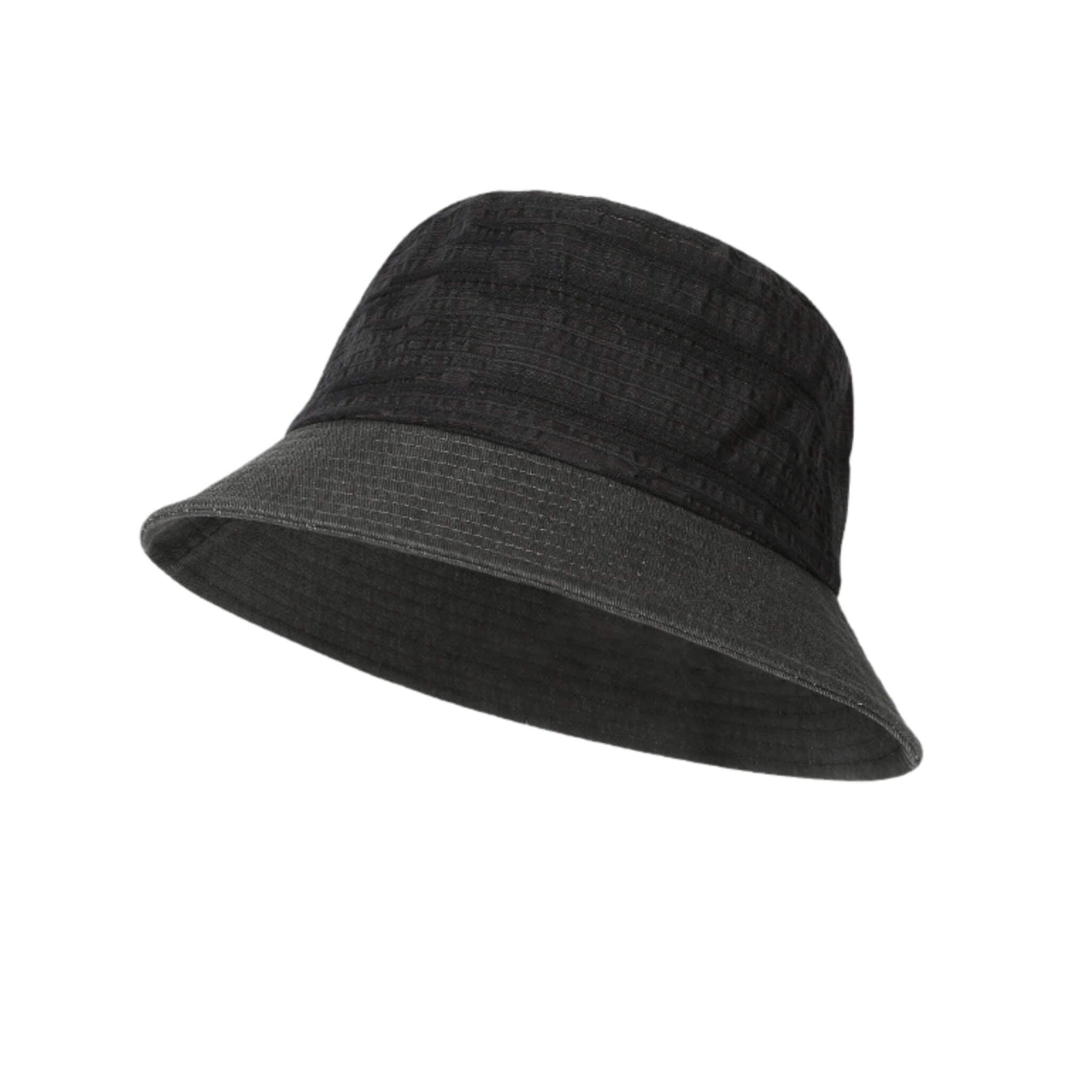 Meriple Black Cotton Bucket Hat for large heads, featuring a structured 3D fit and 57-59cm circumference.All-Season Cotton Bucket Hat.
