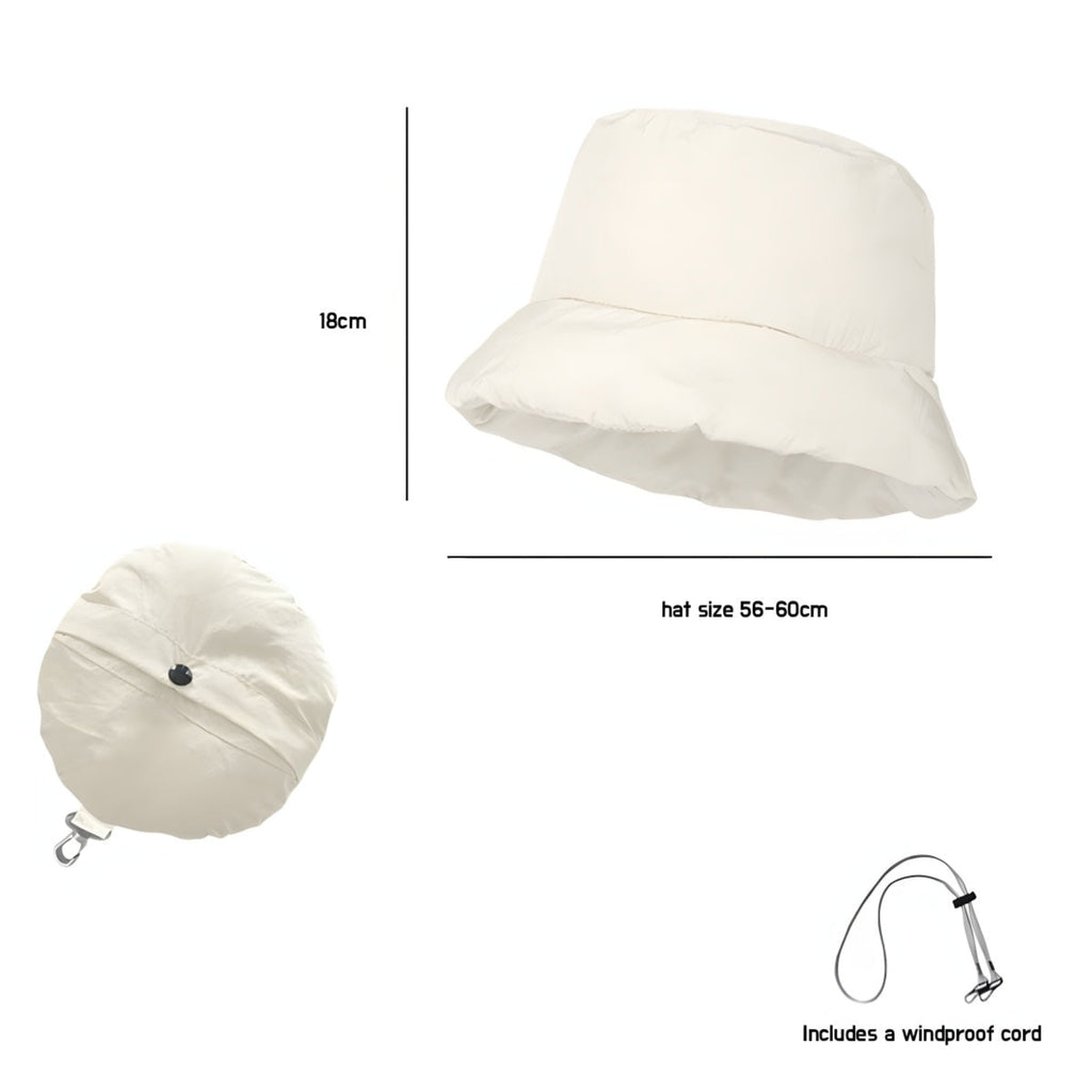 Meriple lightweight bucket hat: size information, windproof cord, and foldable design