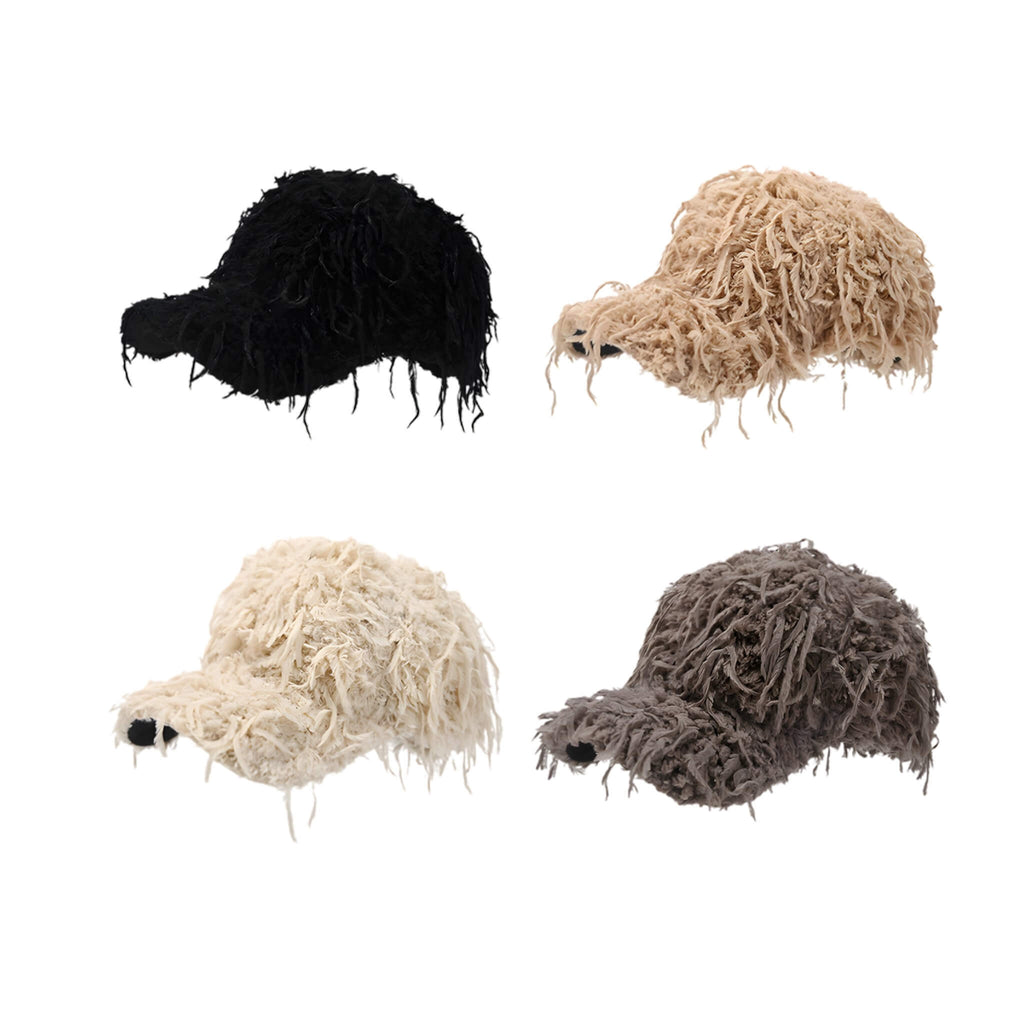 Meriple plush feather tassel baseball cap available in multiple color options