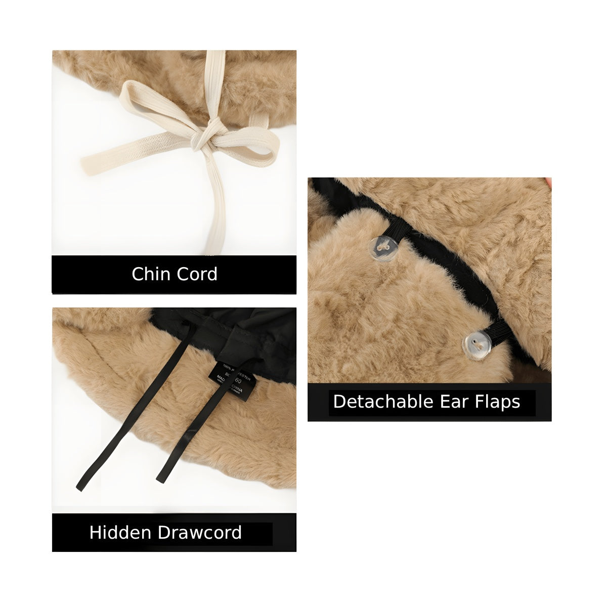 Plush Bucket Hat Warm Winter Beanie with Face Slimming Fit oversized