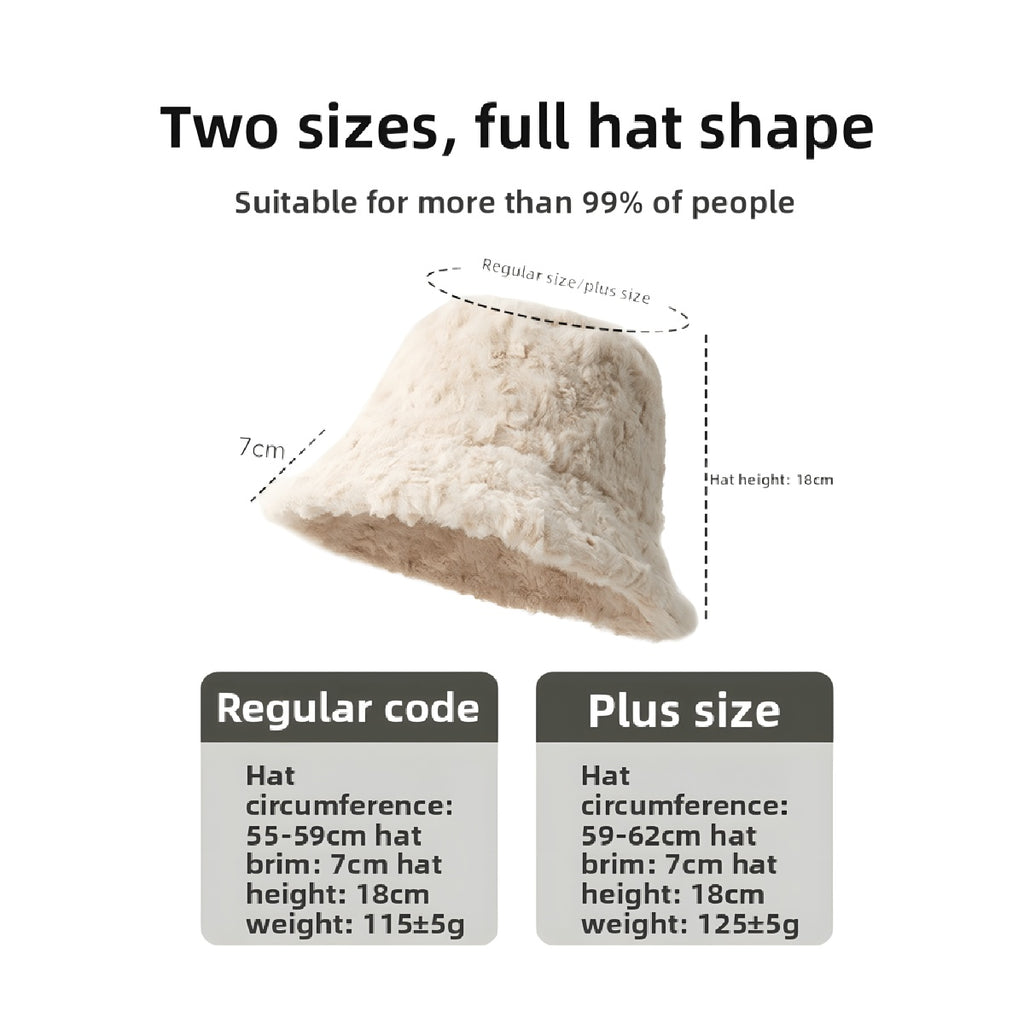 Plush Bucket Hat Warm Winter Beanie with Face Slimming Fit oversized