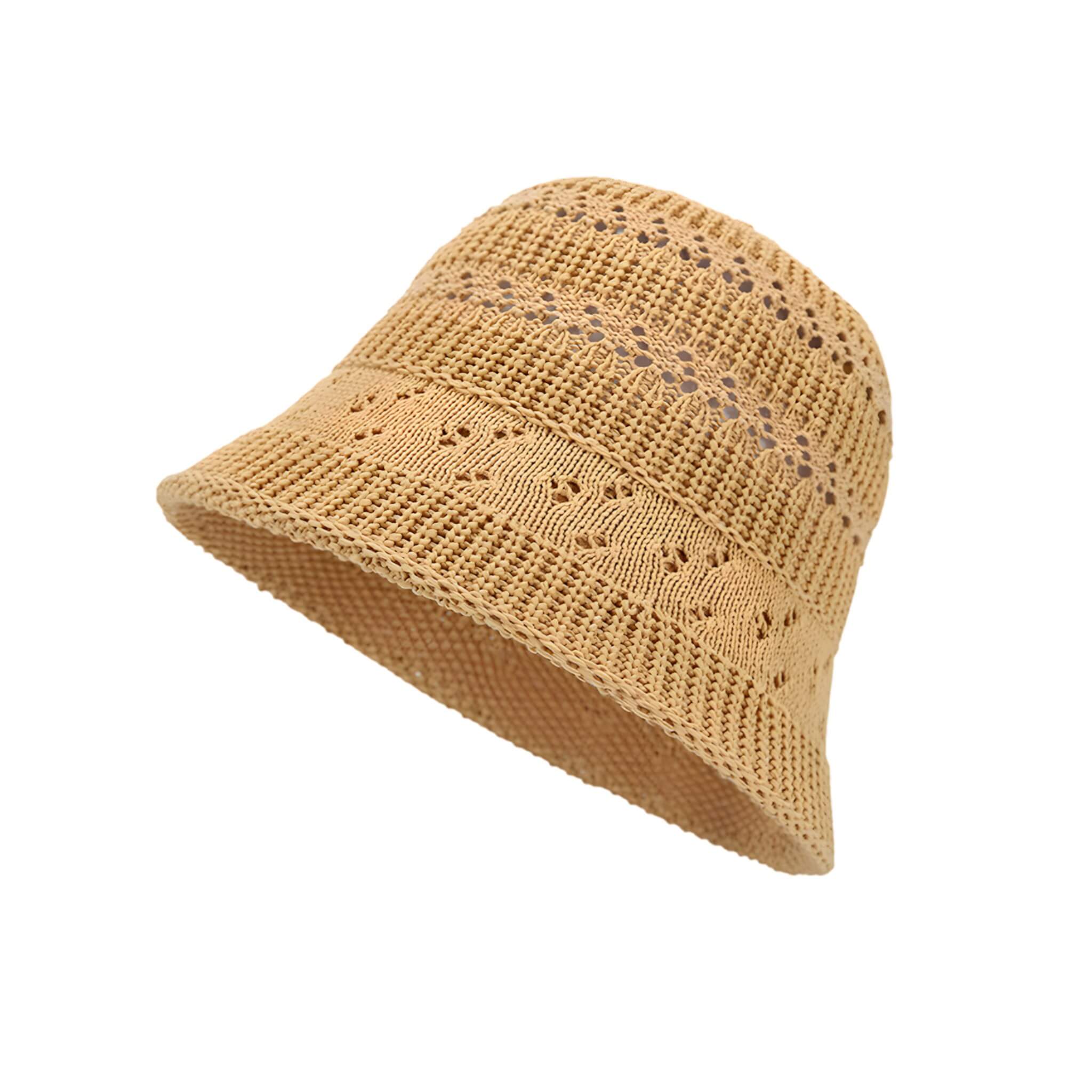 Celebrity-inspired camel cutout bucket hat - lightweight summer sun hat