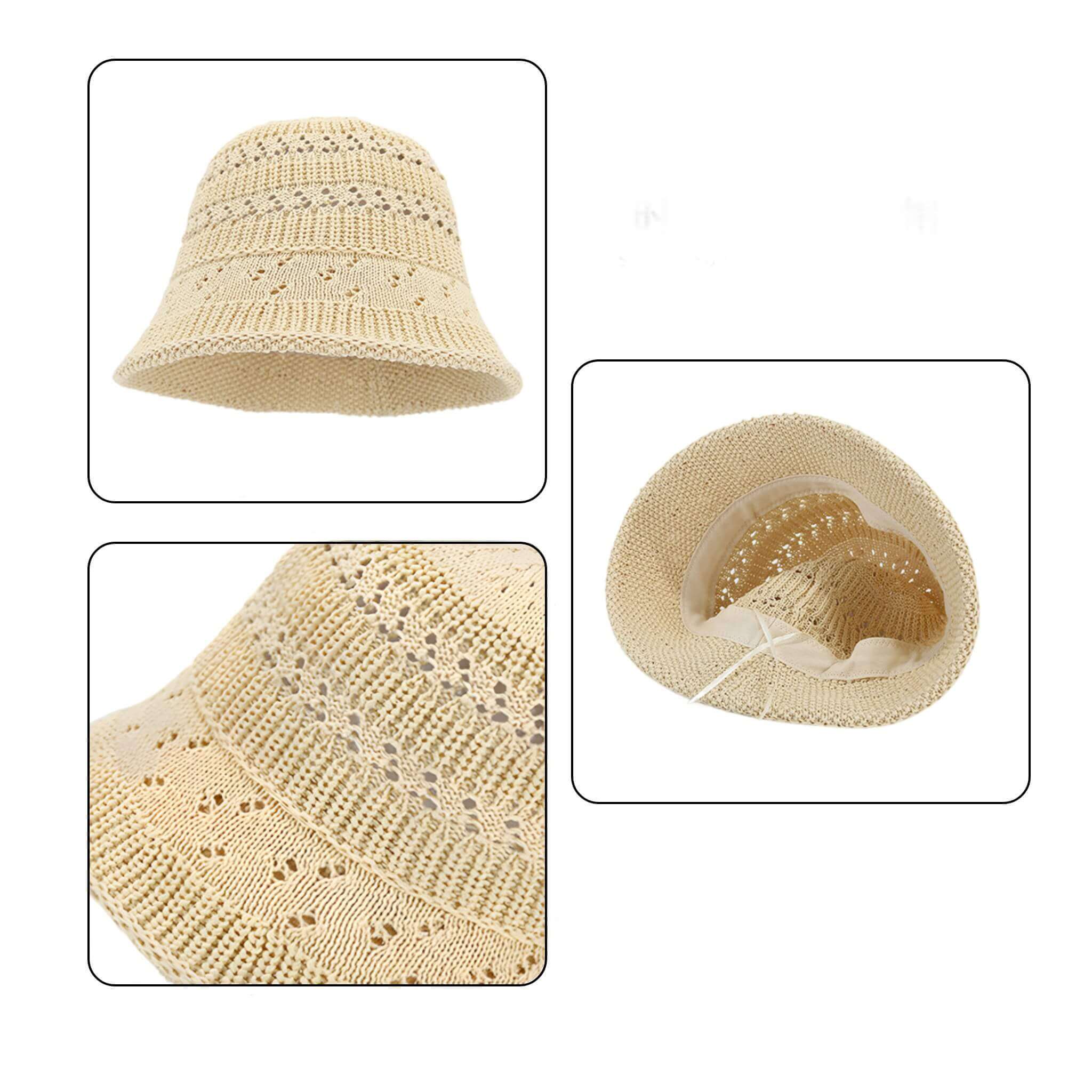 Beige cutout bucket hat - lightweight summer sun protection by MERIPLE