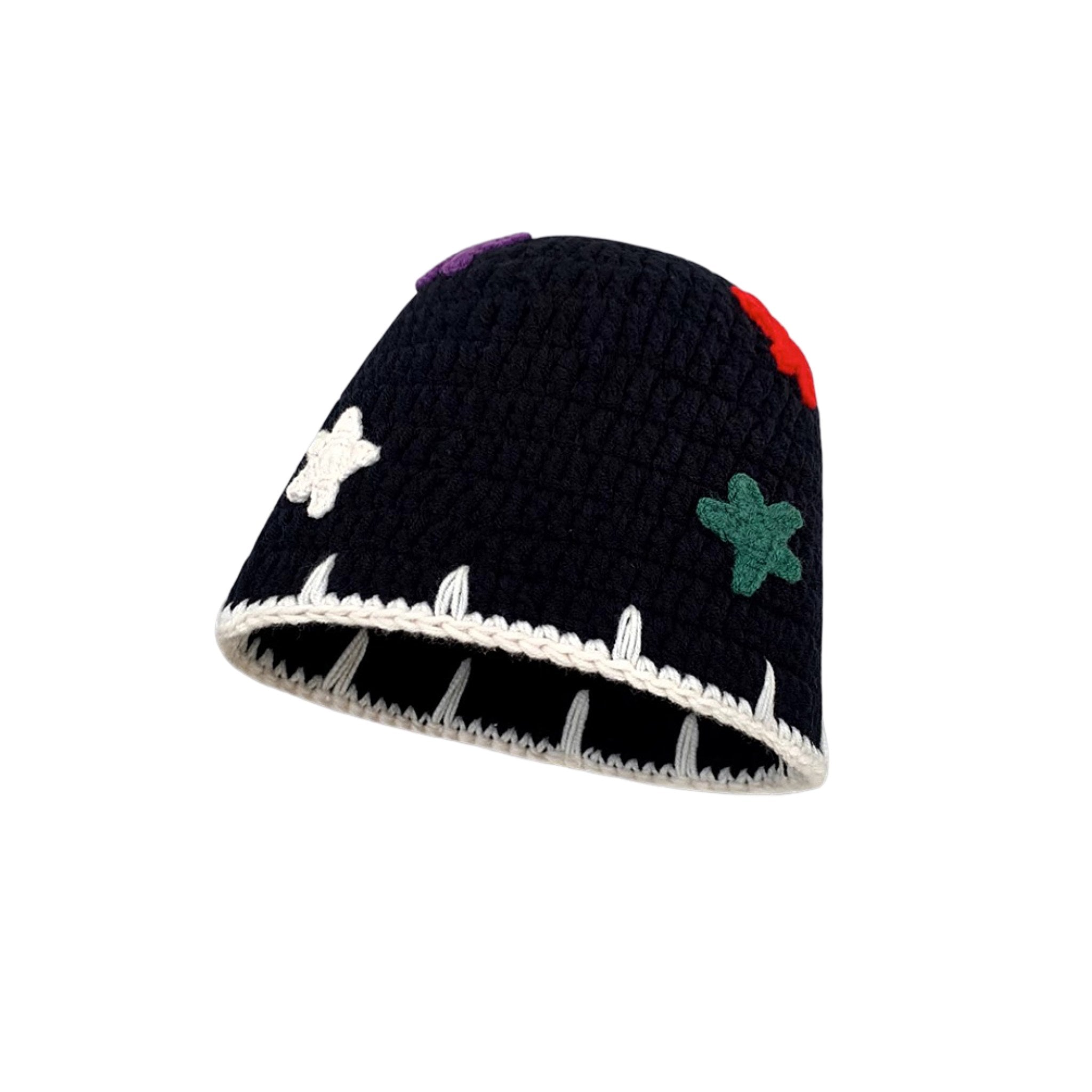 Black with Contrast Trim knit fisherman hat with minimal winter street style look