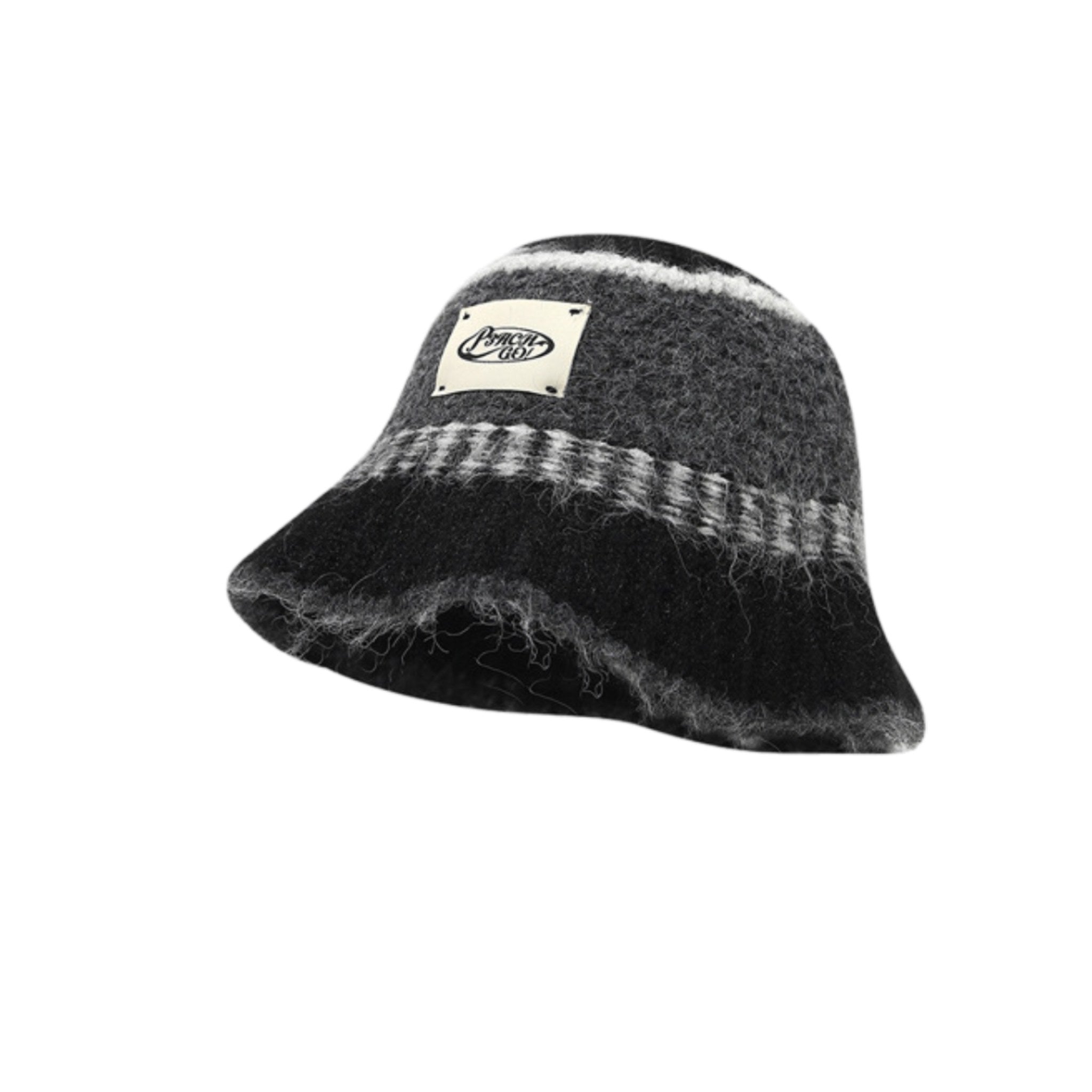 Vintage Hand-Knit Bucket Hat – Wide Brim, Warm & Cozy