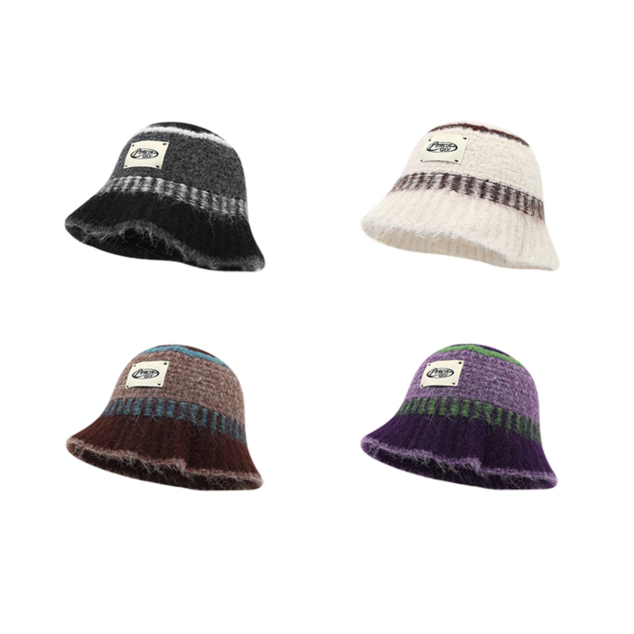 Vintage Hand-Knit Bucket Hat – Wide Brim, Warm & Cozy