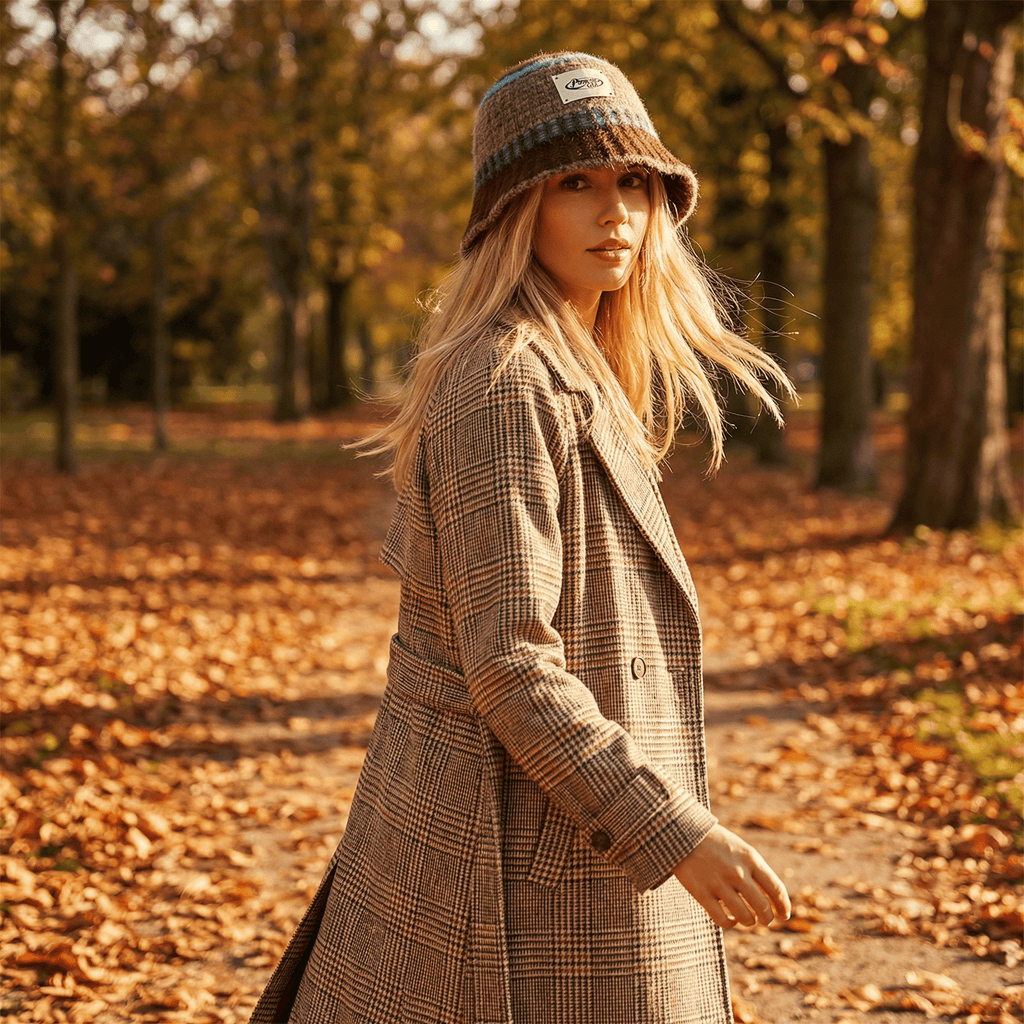 Vintage Hand-Knit Bucket Hat – Wide Brim, Warm & Cozy