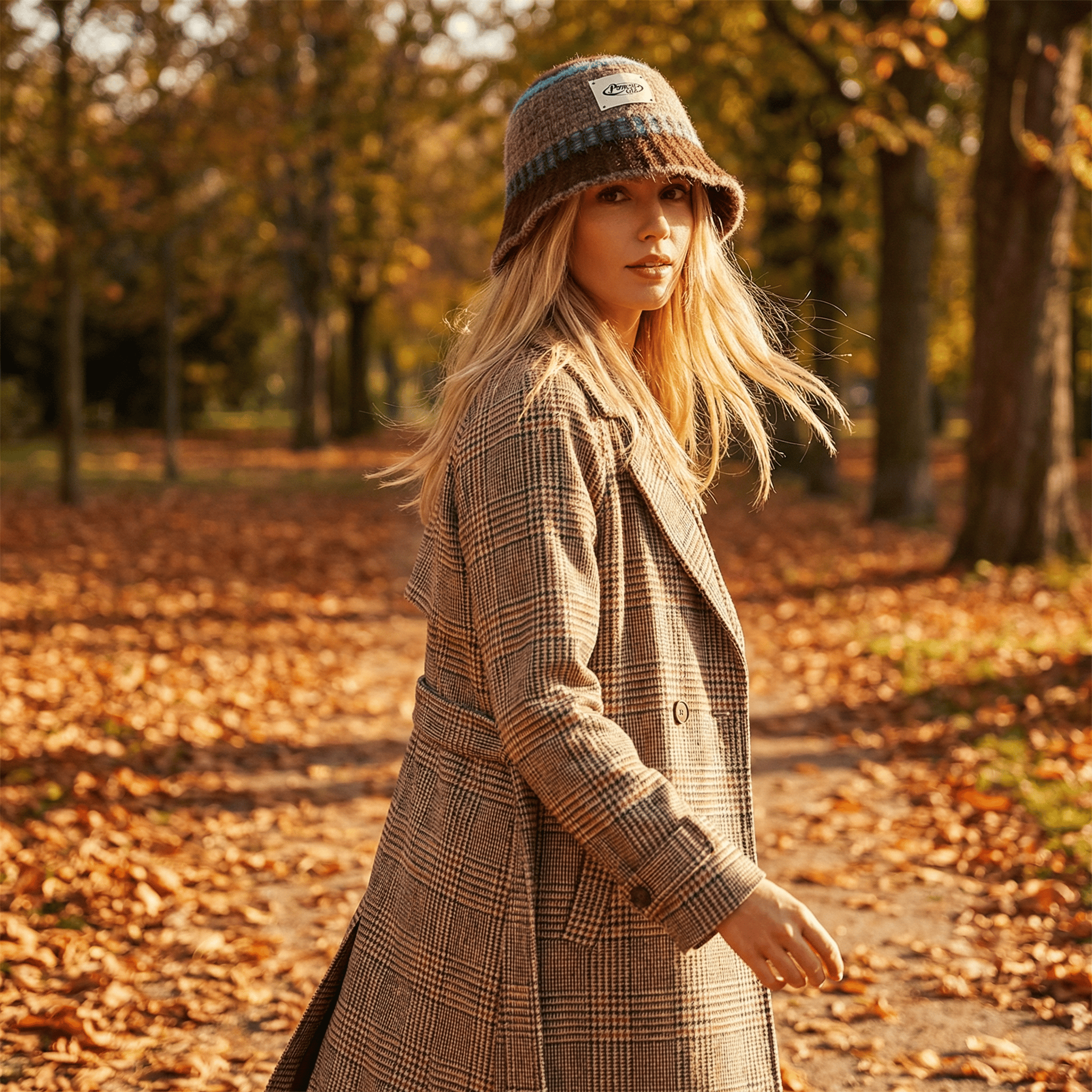 Vintage Hand-Knit Bucket Hat – Wide Brim, Warm & Cozy