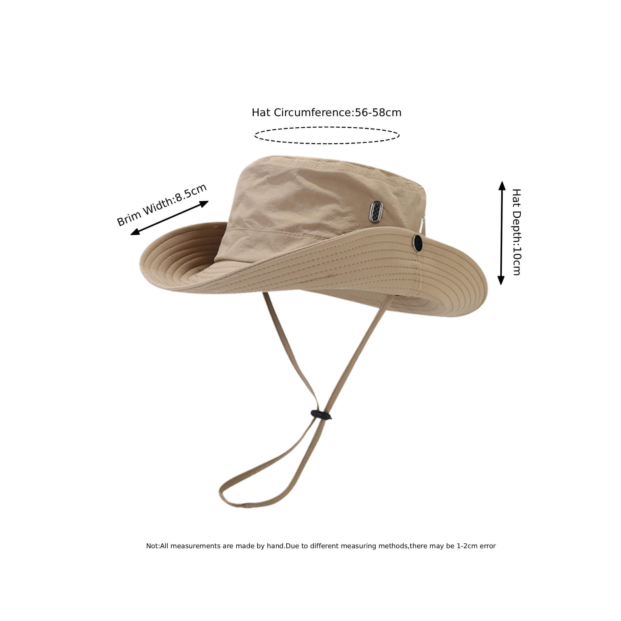 Meriple Wide Brim Quick-Dry Sun Bucket Hat Cowboy Hat size guide, 8.5cm brim, 10cm depth