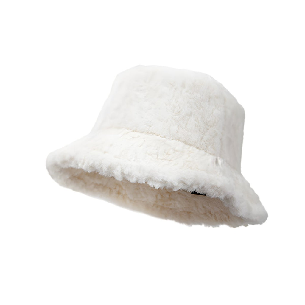 Plush Bucket Hat Warm Winter Beanie with Face Slimming Fit oversized