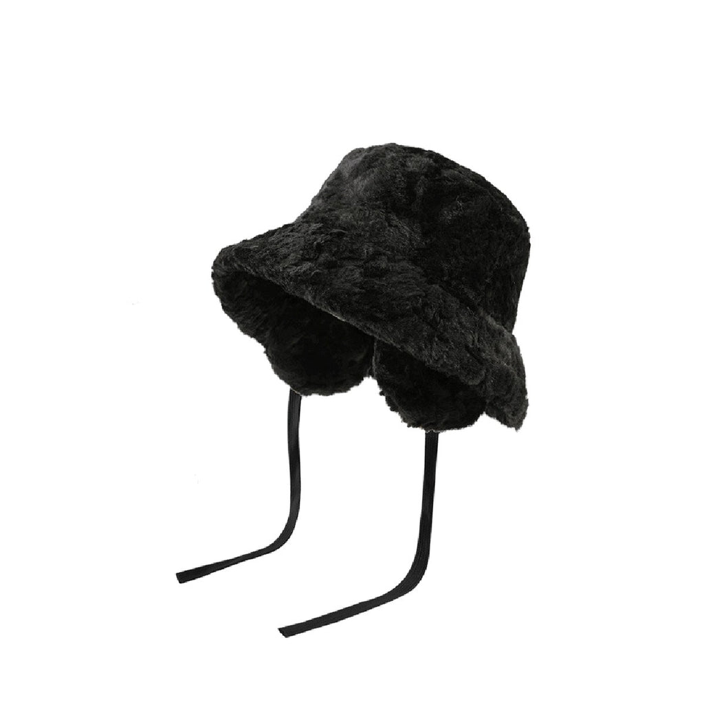 Plush Bucket Hat Warm Winter Beanie with Face Slimming Fit oversized