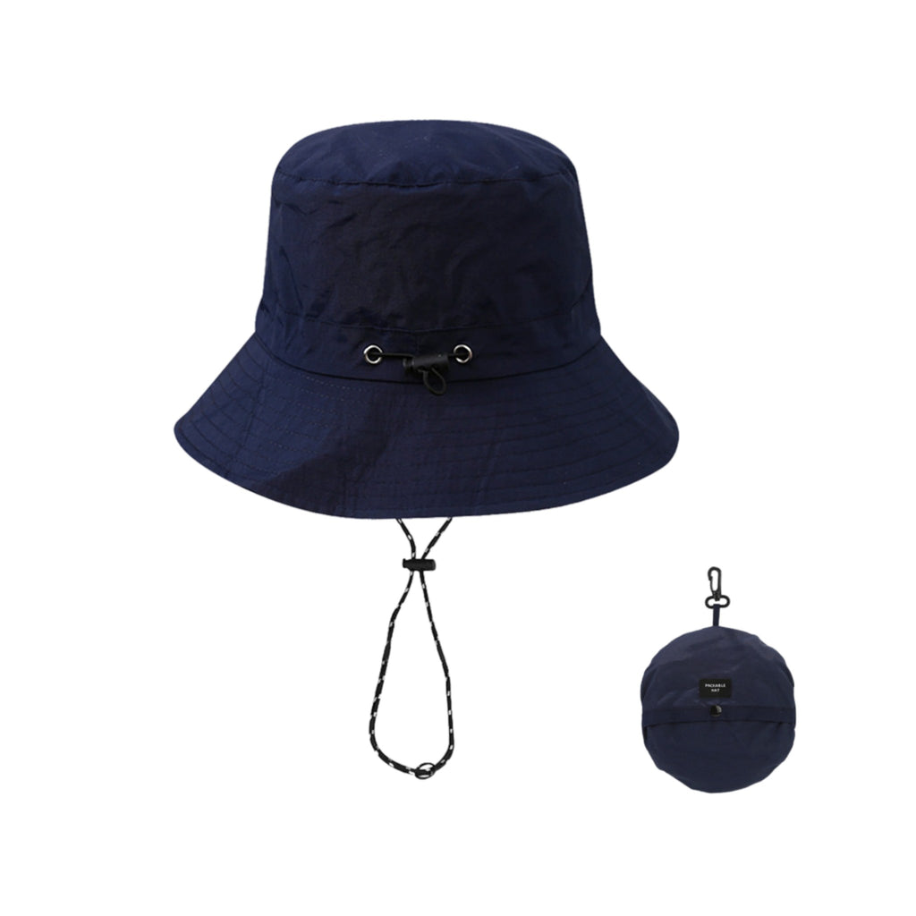 unisex navy bluei waterproof UV-protective bucket hat with string for outdoor